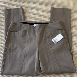 NWT Ophelia Roe Slim Leg Dress Pants Taupe Tan Mid-Rise Office Trousers Medium